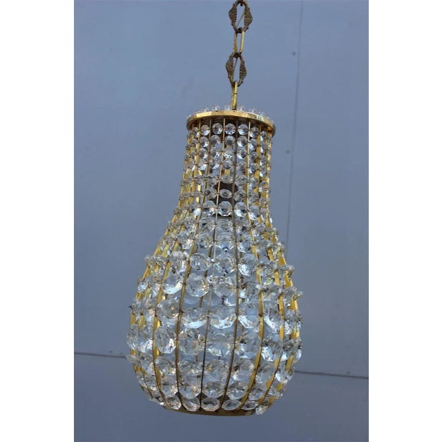 Gold Italian Crystal and Brass Lantern, 1950s For Sale - Image 8 of 9