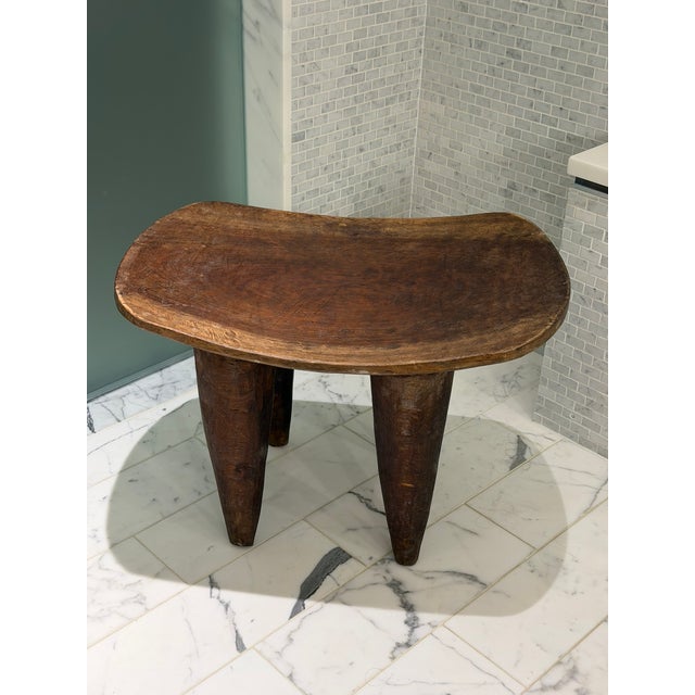 Rustic Hand‑Carved Wooden Stool – Organic Primitive Accent From Material Possessions Chicago For Sale - Image 4 of 9