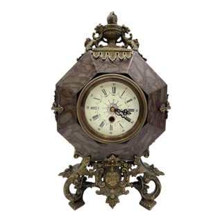 French Rococo Revival Marble Mantle Clock, Late 19th Century For Sale