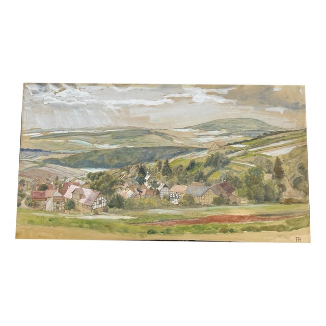 Heinrich Pforr, Wide Valley, Watercolor on Paper For Sale