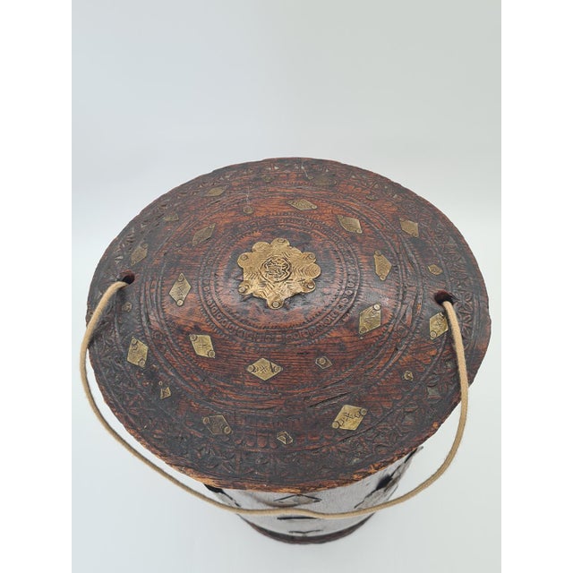 Indian Wooden Measuring Cup with Brass Inlays, 1930s For Sale - Image 4 of 14