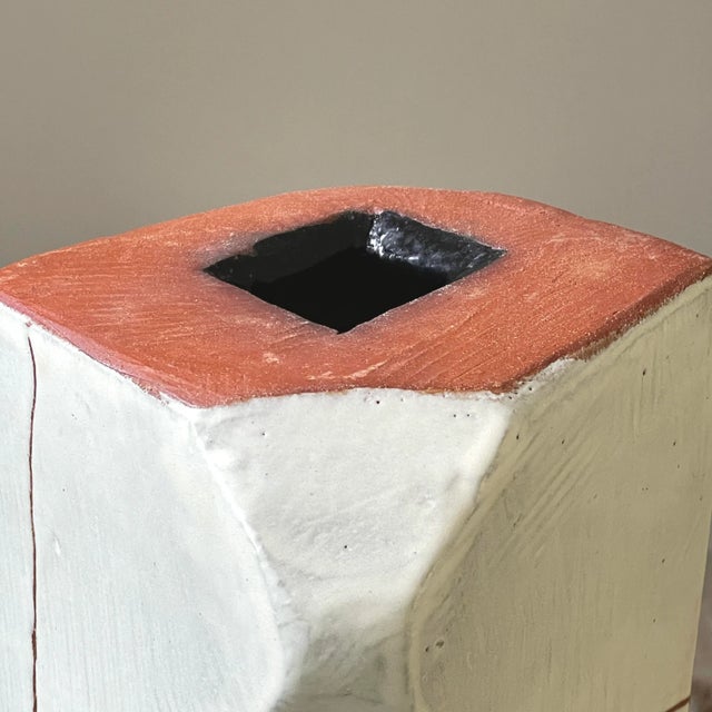 Monumental Postmodernist Black and White Glazed Terracotta Vessel For Sale - Image 12 of 13