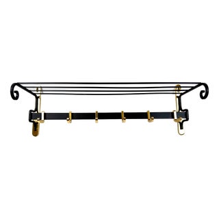 Mid-Century Modern Cast Iron and Brass Coat and Hat Rack, 1960s For Sale
