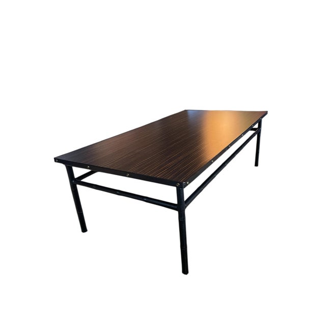 Mid-Century Modern Stitched Leather Cocktail Table by Jacques Adnet, 1950s For Sale - Image 3 of 14