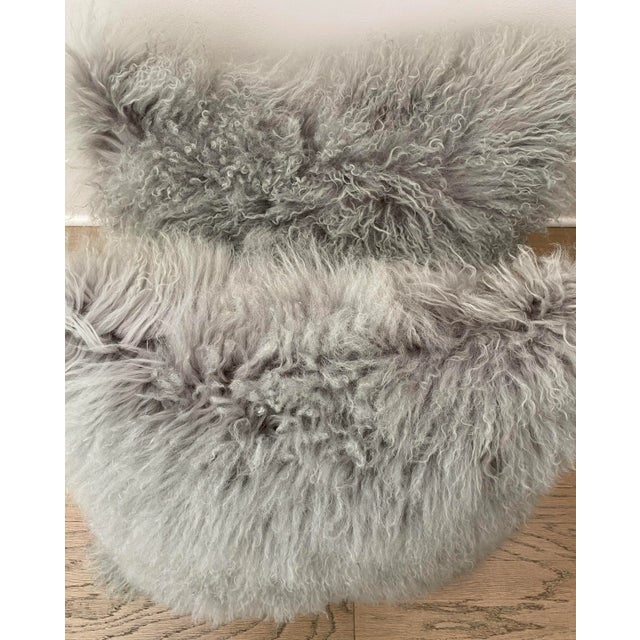 Dove Gray Mongolian Lamb Fur Pillow Covers - a Pair For Sale - Image 8 of 11