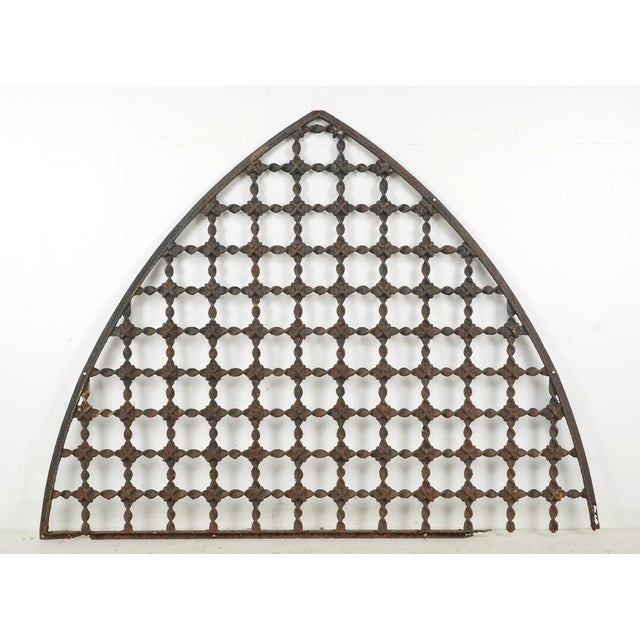 Black Antique Gothic Wrought Iron Window Grille Transom For Sale - Image 8 of 10