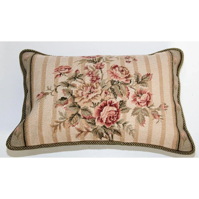 Vintage French Aubusson Tapestry Style Needlepoint Lumbar Pillow For Sale - Image 12 of 13