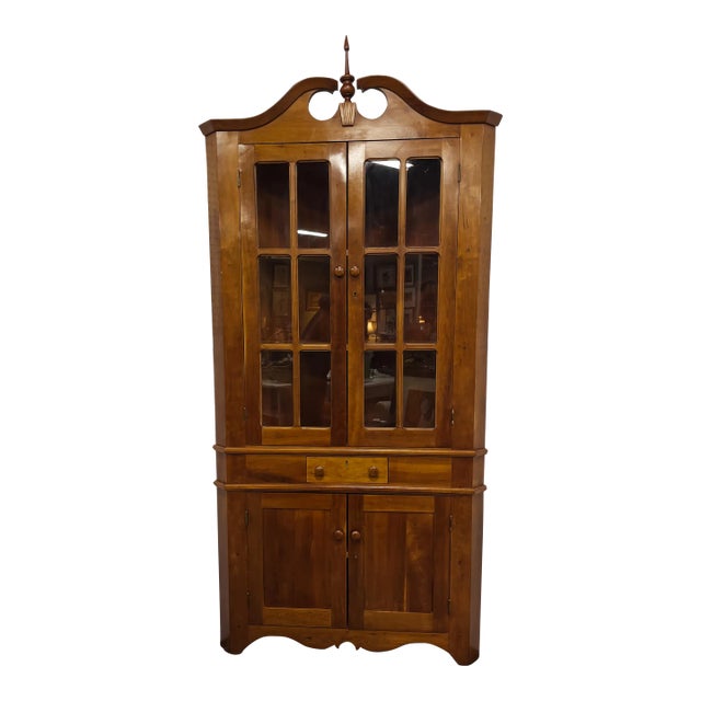 Antique Cherrywood Display Corner Cupboard With Glass Doors Chairish