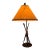 Vintage Cast Iron Arrow Lamp With Leather/Paper Shade Rare For Sale