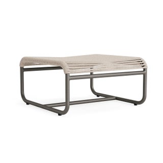 Brown Jordan Walter Lamb Aluminum Ottoman, Mica frame with Pebble fabric For Sale