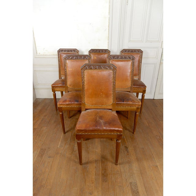 Art Deco Side Chairs in Carved Walnut attributed to Gauthier-Poinsignon, 1920s, Set of 6 For Sale - Image 18 of 18