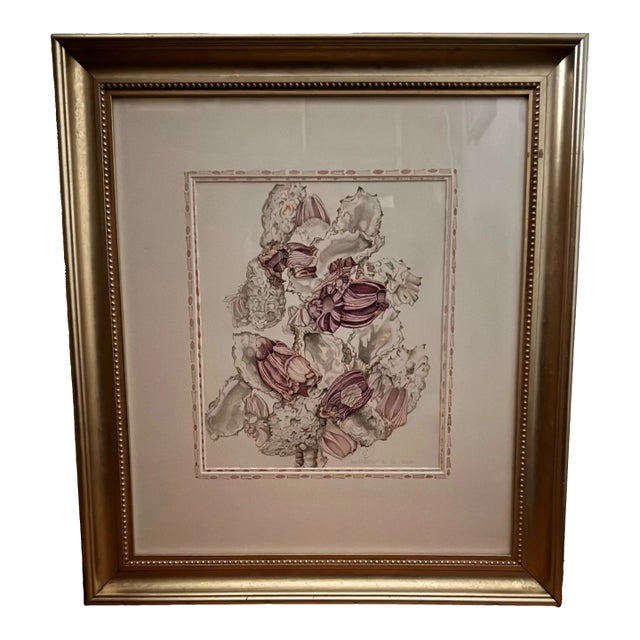 "Crustations De La Mer" Contemporary Watercolor Painting, Framed For Sale