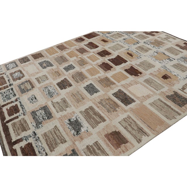 Modern Rug & Kilim’s Geometric Moroccan Style Rug in Beige-Brown and Gray For Sale - Image 3 of 7