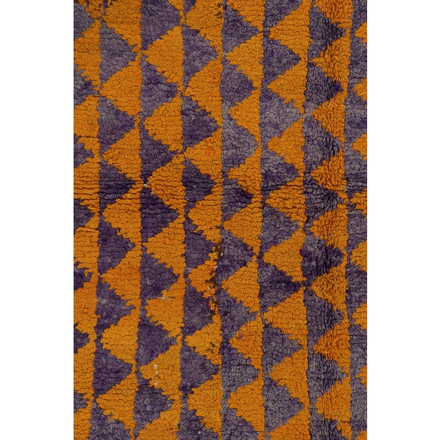 Traditional Vintage Turkish Rug With Purple and Orange Geometric Patterns | Rug & Kilim For Sale - Image 3 of 7