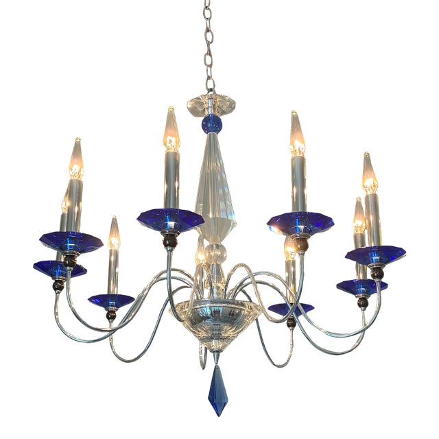 Schonbek Rhiannon Sapphire Crystal Chandelier - 9 Light For Sale