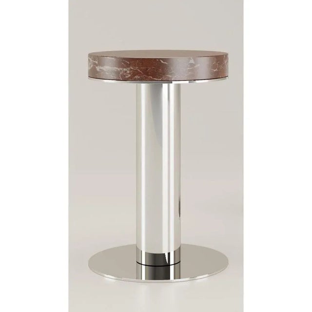 Rosso Levanto Nail Side Table by Andrea Bonini Limited Edition Dimensions: Ø 35 x H 60 cm. Materials: Rosso Levanto marble...