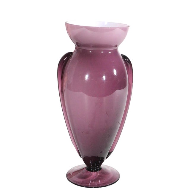 Mid 20th Century Mid Century Lavender Art Glass Vase Made in Japan For Sale - Image 5 of 8