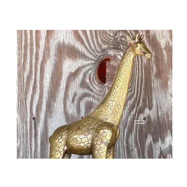 Brass Vintage Hollywood Regency Brass Giraffe Sculpture For Sale - Image 8 of 13