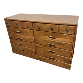 Mid Century Ethan Allen 6 Drawer Oak Dresser For Sale