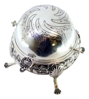 Silver Butter Dish with Engravings and Reliefs
