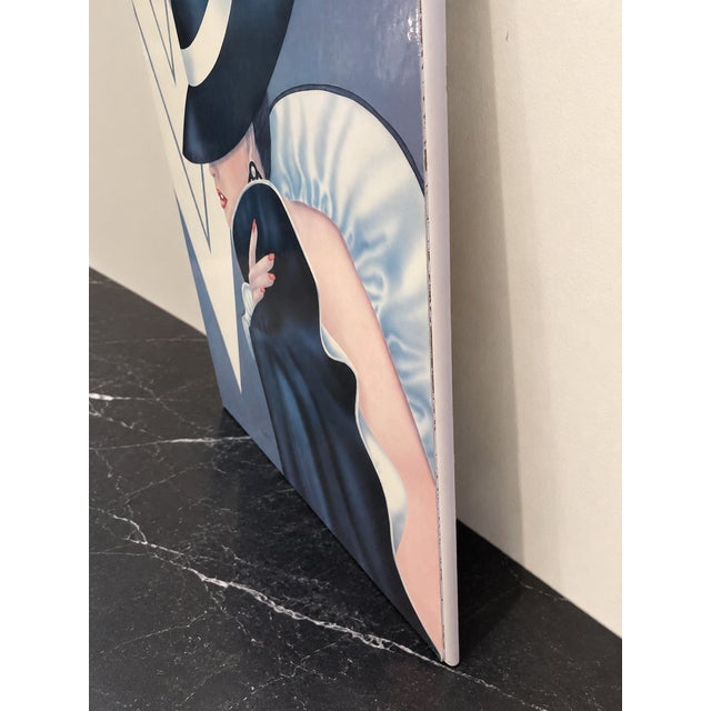 Art Deco “Glam Girl” by Ferraro on Wood Panel For Sale In Miami - Image 6 of 10