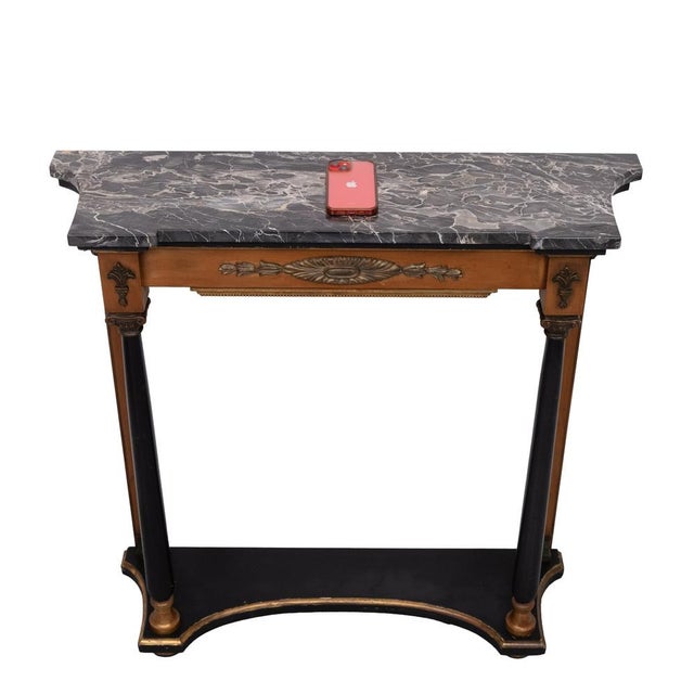 Brown Empire Revival Italian Console Table with Black Marble Top, 1950s For Sale - Image 8 of 14