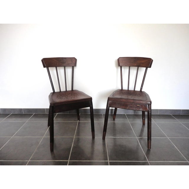 Set of French Metal & Oak Chairs, 1929 For Sale - Image 10 of 10