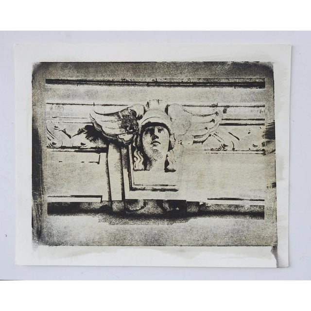 Vintage circa 1990's photograph on heavy paper by Eric C. Weller (20th century) Texas. Architectural sculpture in gray...