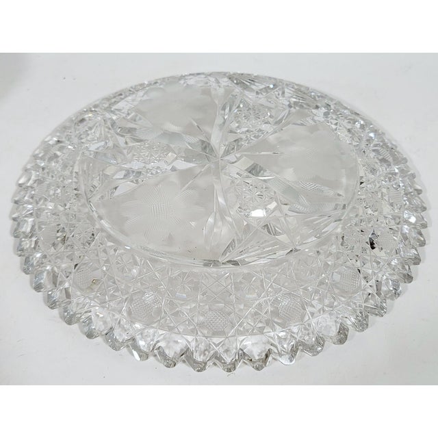 Early 20th Century Antique American Brilliant Cut Covered Glass Cheese Plate Dish & Bell For Sale - Image 5 of 12