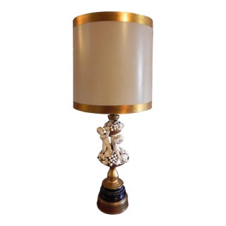 Vintage Frederick Cooper 3-Way Lamp Chicago Ceramic Cherub/Putti Gilt For Sale