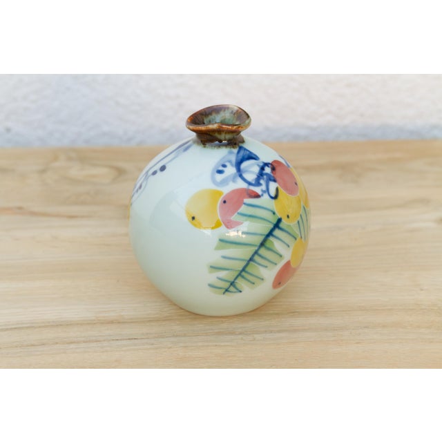 Chinese Hand-Painted Duckling & Floral Miniature Vase For Sale - Image 3 of 6