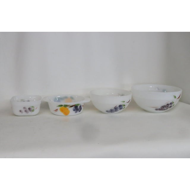 Mid 20th Century Anchor Hocking Fire King Fruit Mixing Serving Bowls Milk Glass Set of Four 4720b For Sale - Image 13 of 17