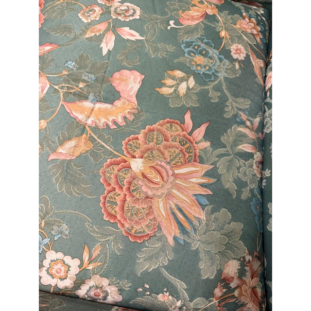 Art Deco Chairs in Floral Silk Fabric with Brass Base, 1940, Set of 2 For Sale - Image 13 of 17