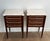 Neoclassical 1940s Pair of mahogany and brass side tables or bedside tables with Carrara marble For Sale - Image 3 of 12