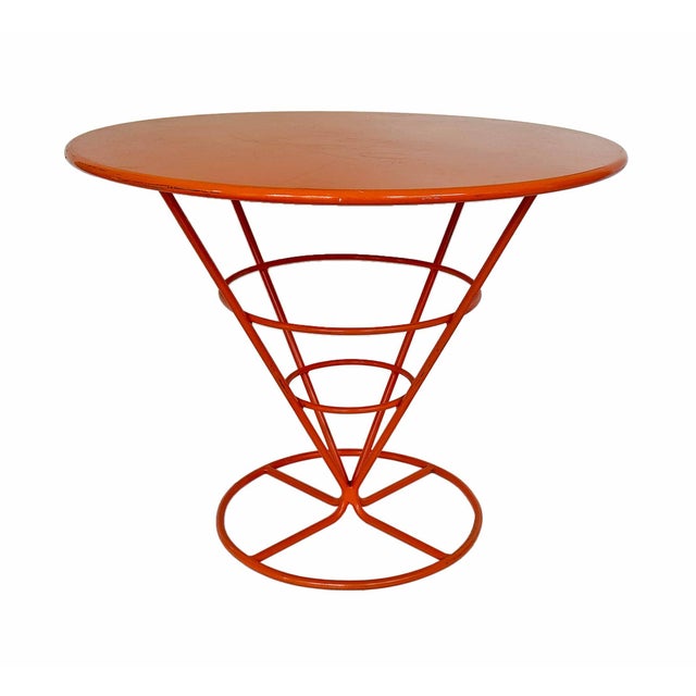 Round Metal Table - Vintage Orange For Sale - Image 9 of 9