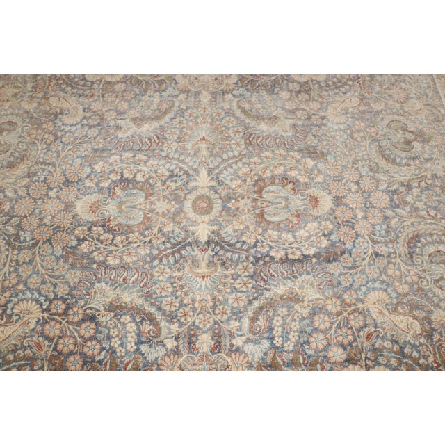 Gray Floral Antique Washed Persian Kerman rug no. j5328 For Sale - Image 8 of 11