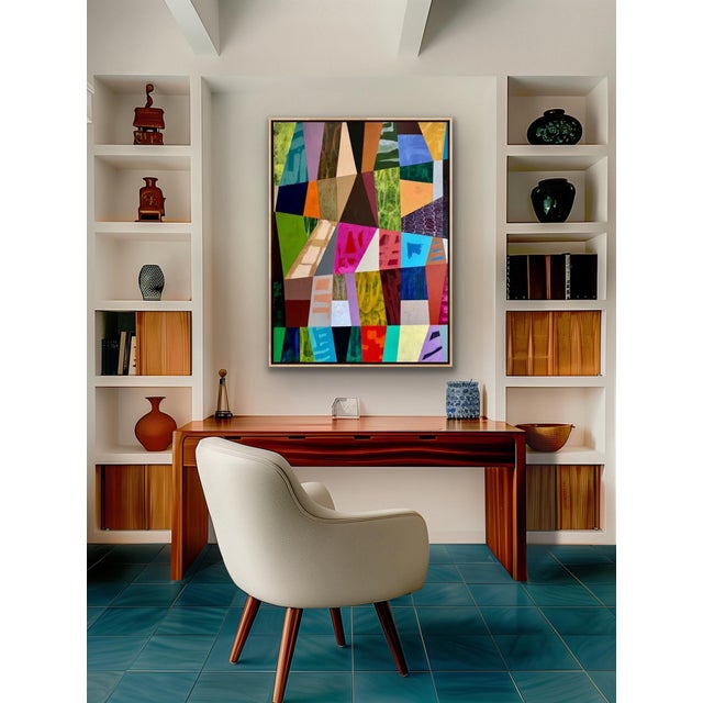 Original 36" X 48" Geometric Vivid Framed Abstract Painting by Pamela Harmon For Sale - Image 11 of 12