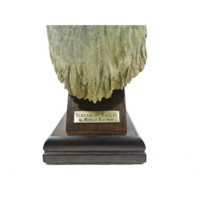 Cream Richard Lawrence 'Scream of Eagle' Bronze Eagle Head Sculpture For Sale - Image 8 of 12