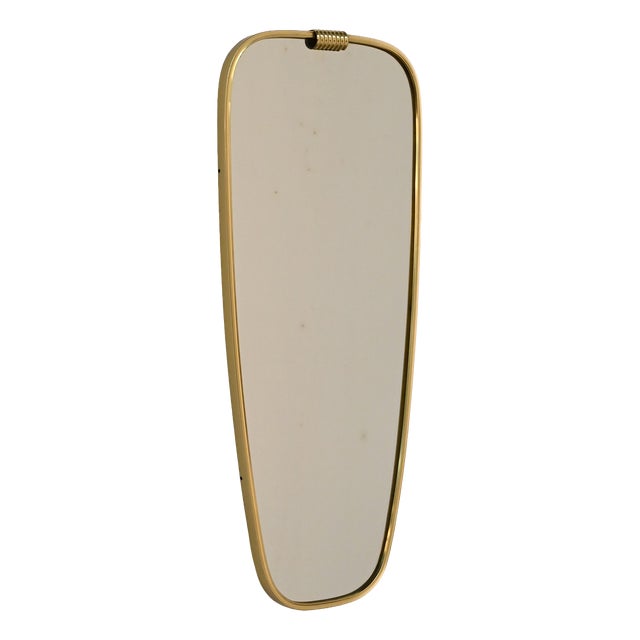Mid-Century Mirror with Brass Frame, 1950s For Sale