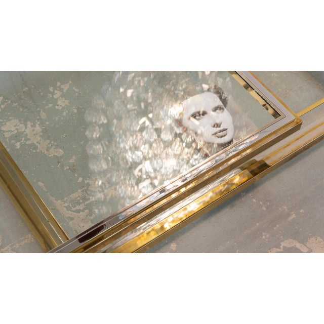 Hollywood Coffee Table in Chrome, Brass, Steel & Glass from Maison Jansen, 1970s For Sale - Image 6 of 17