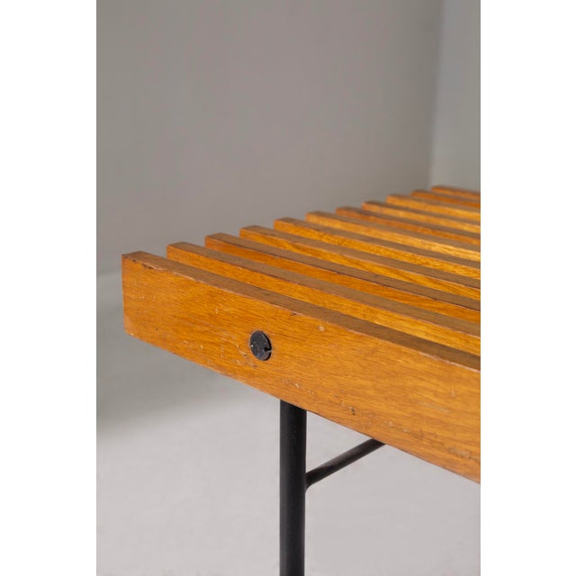 Black Modernist Italian Bench in Wood and Metal, 1950s For Sale - Image 8 of 12