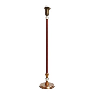 Art Deco Red Painted Metal, Glass and Brass Torchiere Floor Lamp For Sale
