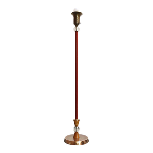 Art Deco Red Painted Metal, Glass and Brass Torchiere Floor Lamp