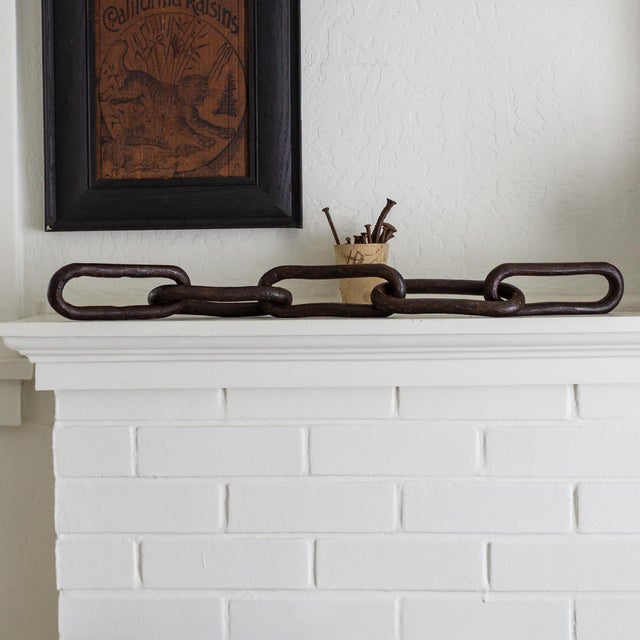 Late 19th Century Primitive Hand Forged Iron Logging Chain or Ship Anchor Chain For Sale - Image 5 of 13