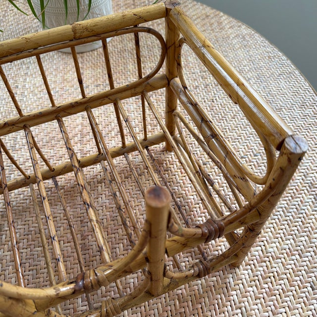 Mid 20th Century Vintage Tortoise Bamboo 6 Bottle Wine Rack For Sale - Image 5 of 8