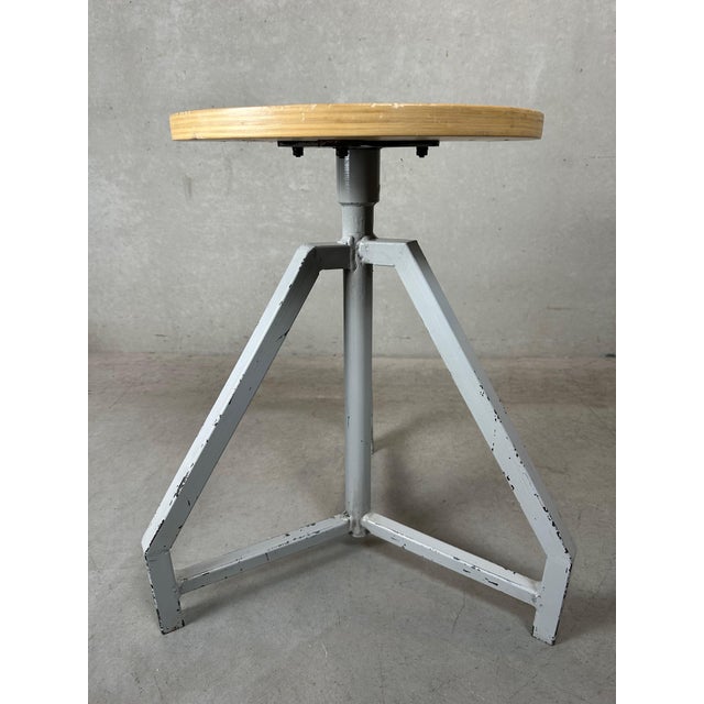 Brown Vintage Industrial Stool For Sale - Image 8 of 10