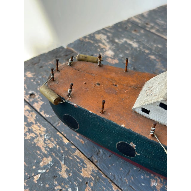 Wood Vintage Folk Art Ship Sculpture, Circa 1930s For Sale - Image 7 of 18