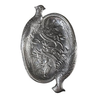 1986 Arthur Court Pheasant & Quail Cast Aluminum Oval Serving Platter For Sale