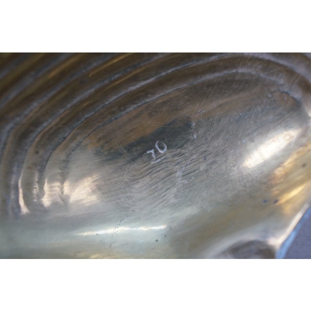 Mid 20th Century 2 Brass Nautical Beach Clam Sea Shell Keepsake Trinket Boxes Compotes 5" For Sale - Image 9 of 16