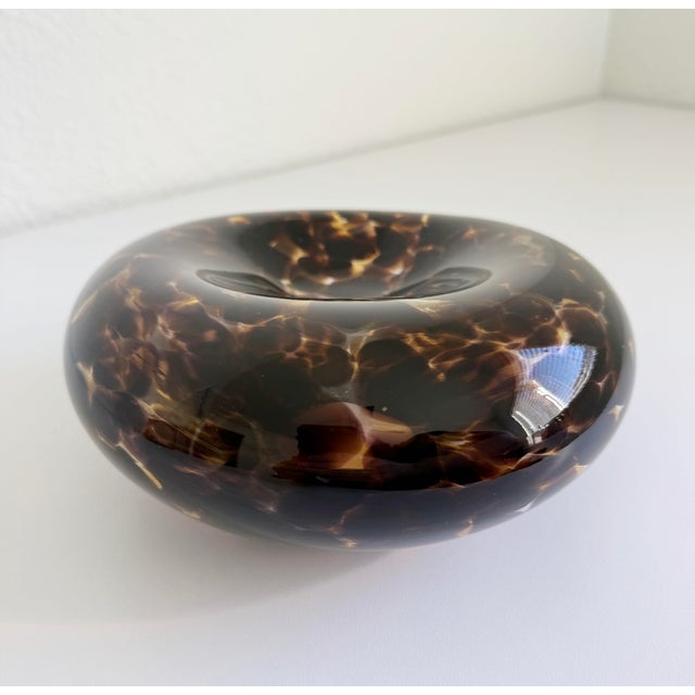 Mikasa Late 20th Century Modernist Blown Glass Tortioise Shell Bowl For Sale - Image 4 of 8